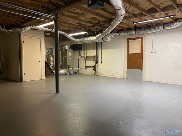 basement featuring heating unit