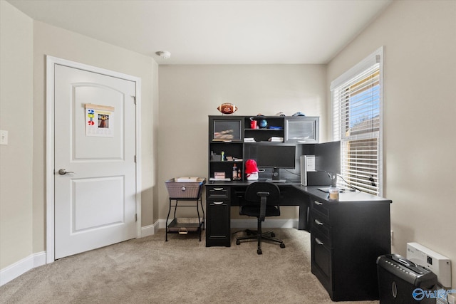 view of carpeted home office