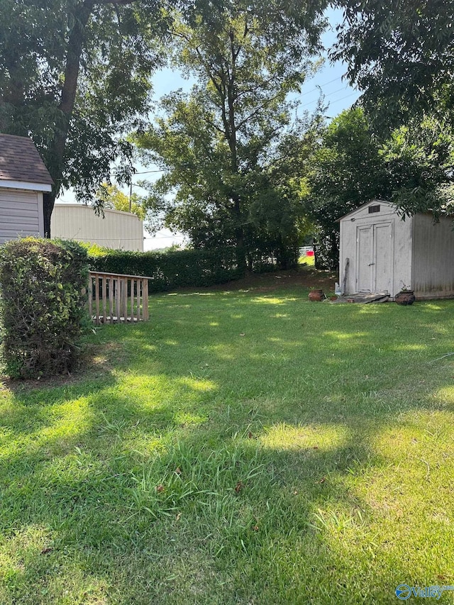 view of yard with a storage unit and an outdoor structure