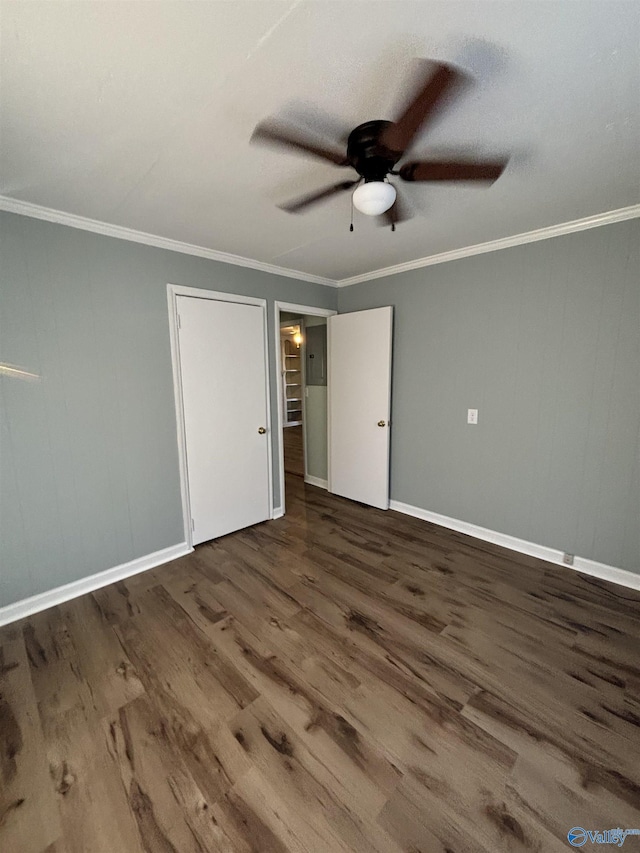 175 County Road 371, Centre, AL 35960 - unfurnished bedroom with wood finished floors, crown molding, baseboards, and ceiling fan