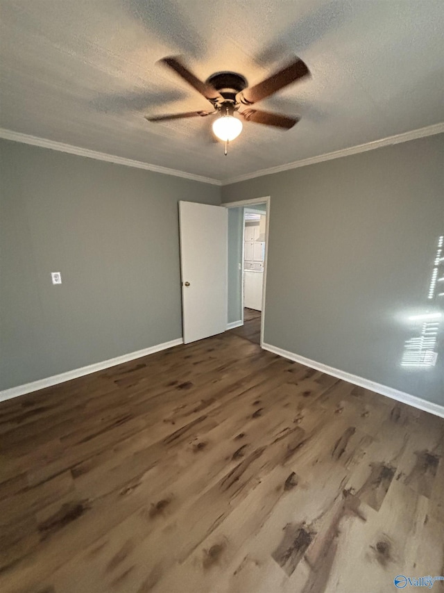 175 County Road 371, Centre, AL 35960 - empty room with ceiling fan, ornamental molding, dark wood-style flooring, baseboards, and a textured ceiling