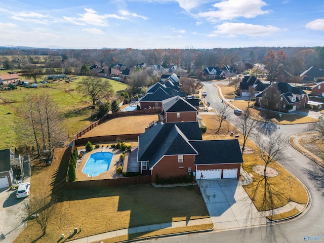 drone / aerial view with a residential view