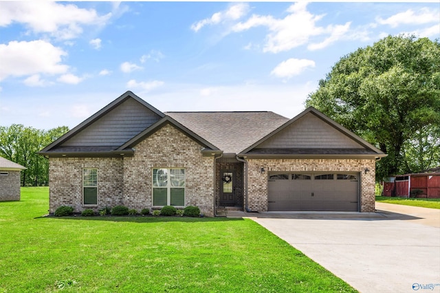 10510 Wall Triana Hwy, Toney, AL 35773 - view of front of property with concrete driveway, a front lawn, an attached garage, brick siding, and roof with shingles