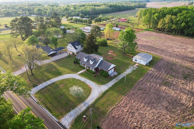 aerial view featuring a rural view