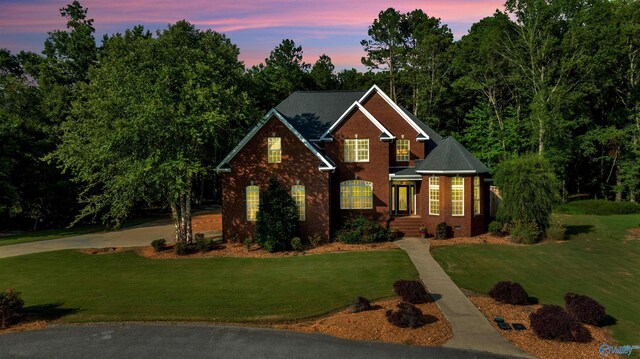 view of front of house with a yard