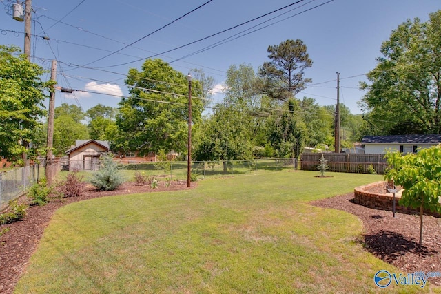 view of yard with a fenced backyard