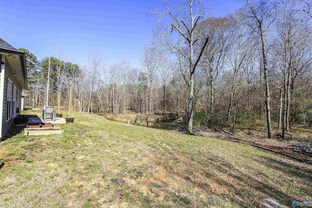 view of yard featuring a wooded view