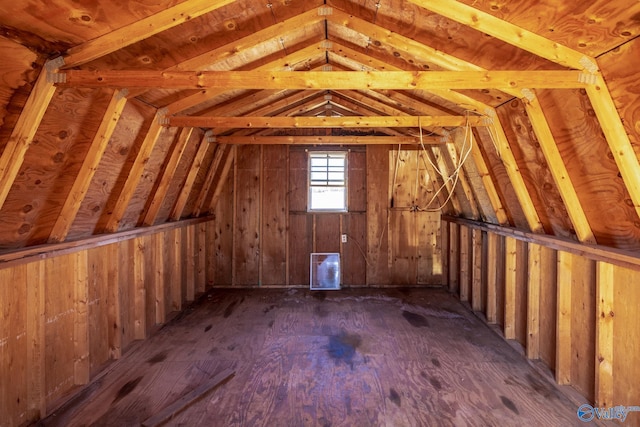 view of unfinished attic