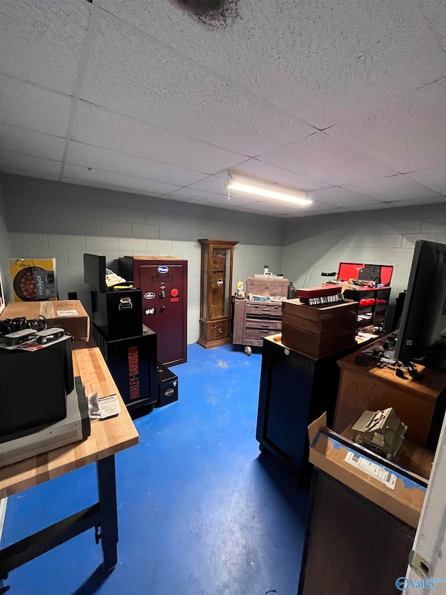 basement with a drop ceiling