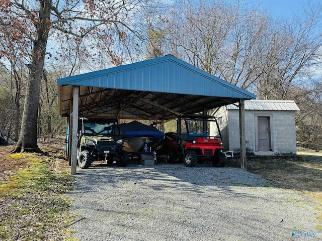 view of car parking featuring a detached carport