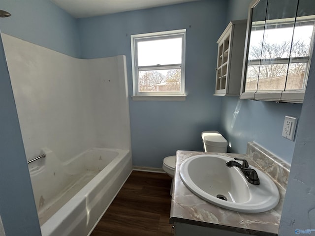 393 Canadian Dr, Scottsboro, AL 35769 - full bathroom featuring vanity, toilet, and wood finished floors