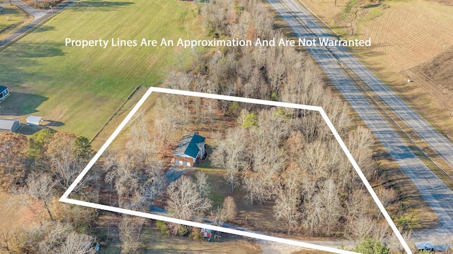 aerial view featuring a rural view