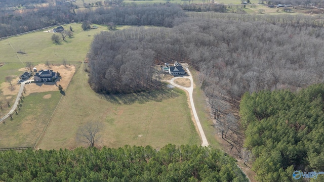 drone / aerial view with a rural view