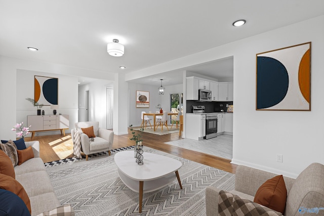 living room featuring light hardwood / wood-style flooring