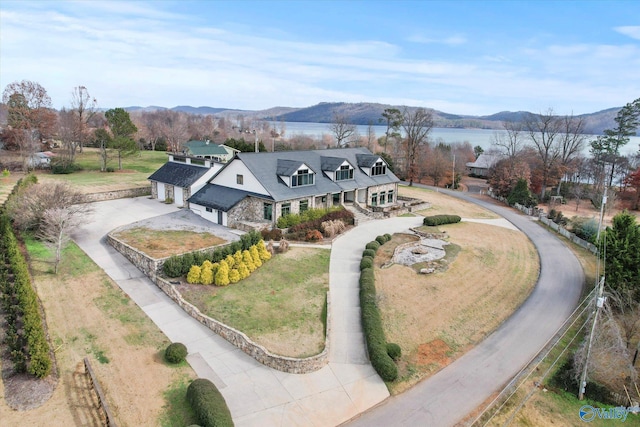 drone / aerial view with a mountain view