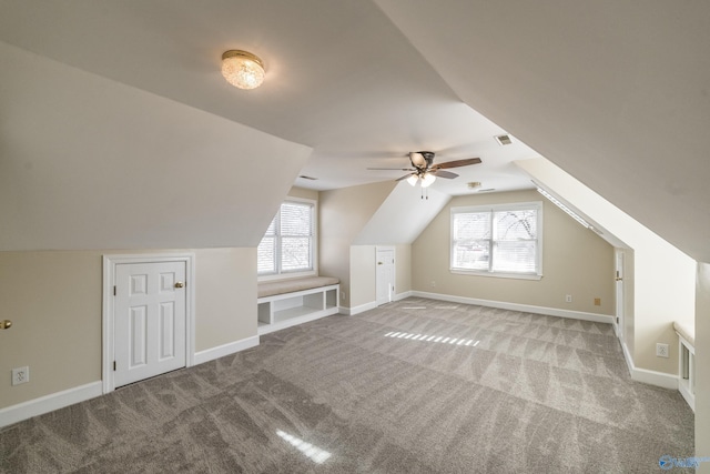 additional living space featuring baseboards and carpet floors