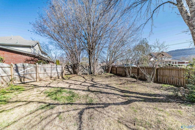 view of yard with a fenced backyard