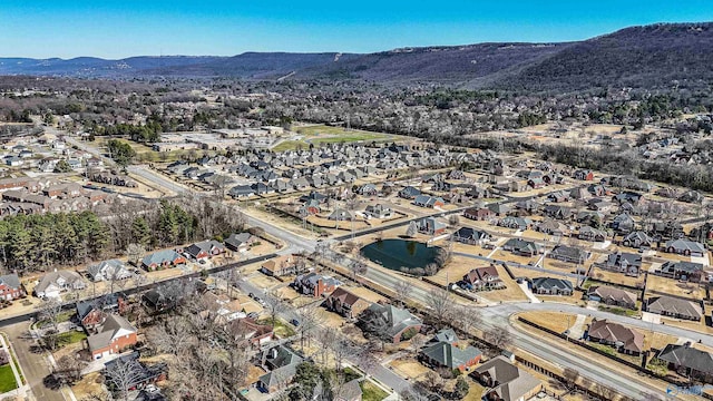 drone / aerial view with a mountain view and a residential view