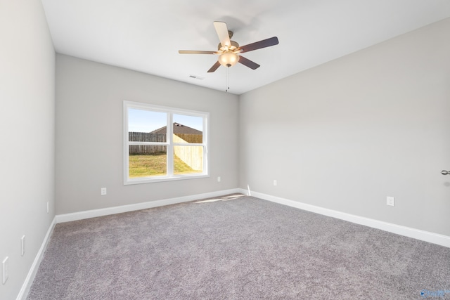 empty room with visible vents, baseboards, and carpet floors