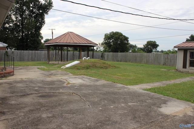 view of yard with a gazebo and a patio area