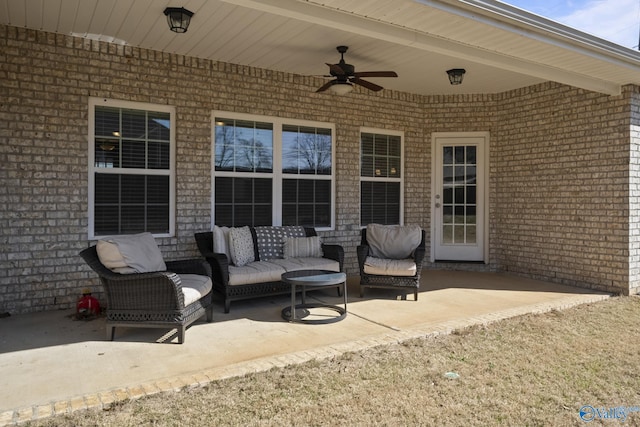 view of patio / terrace with outdoor lounge area and ceiling fan