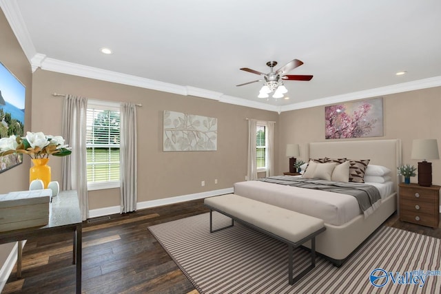 22656 Riviera Dr, Athens, AL 35613 - bedroom featuring multiple windows, wood finished floors, crown molding, baseboards, and recessed lighting