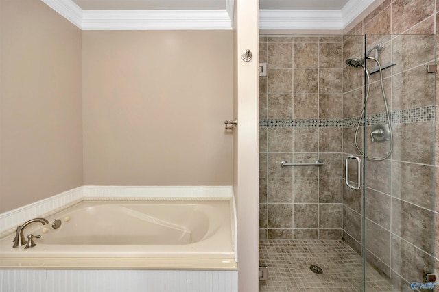 22656 Riviera Dr, Athens, AL 35613 - full bath featuring crown molding, a bath, and a shower stall