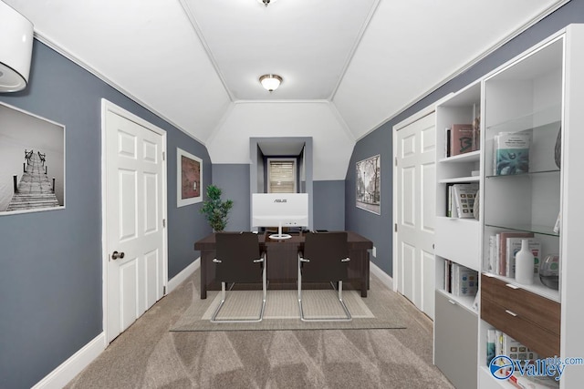 22656 Riviera Dr, Athens, AL 35613 - carpeted office with a wall unit AC, vaulted ceiling, and baseboards