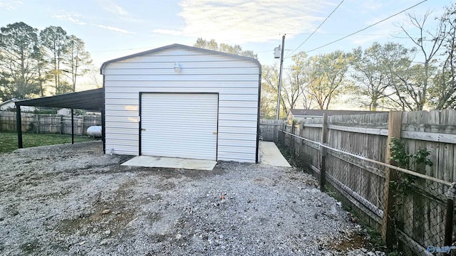 view of outdoor structure with a garage