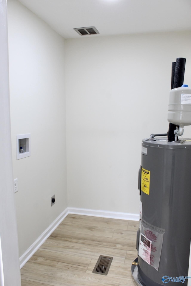 utility room with electric water heater