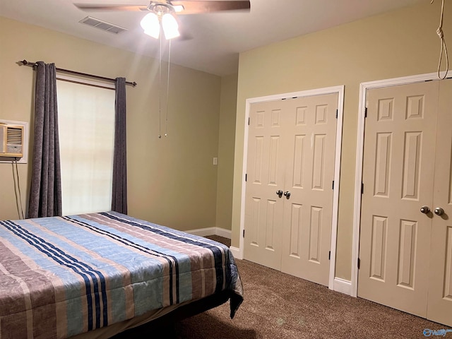 bedroom with carpet floors and ceiling fan