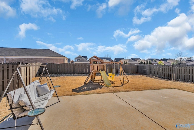 view of play area featuring a patio area