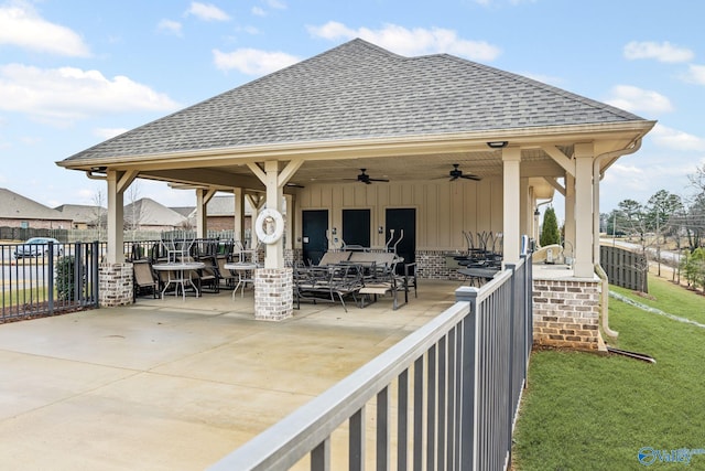 view of patio / terrace with ceiling fan