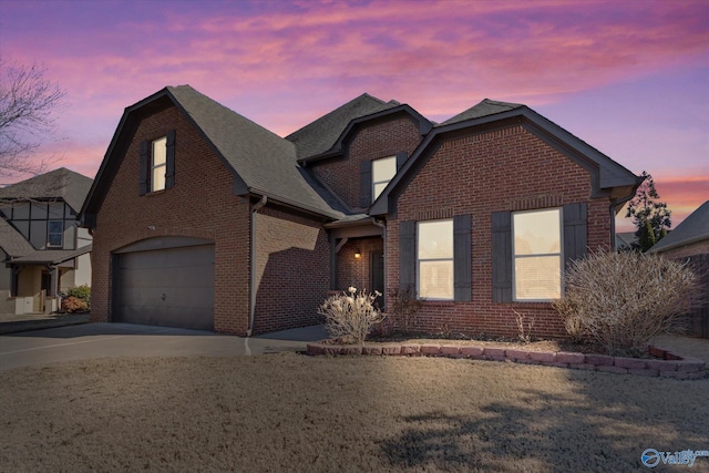 view of front property with a garage