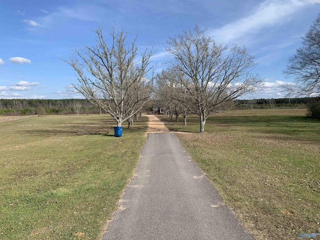 view of street with a rural view