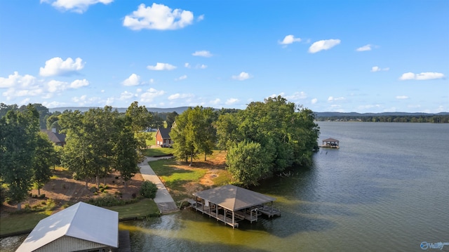 view of dock featuring a water view