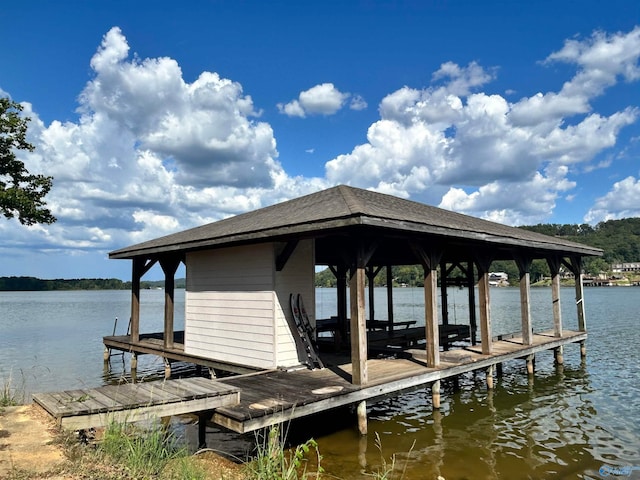 view of dock featuring a water view