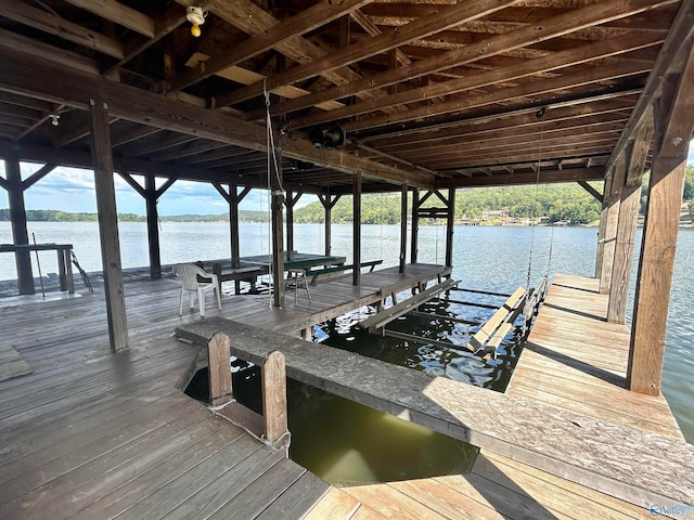 view of dock featuring a water view