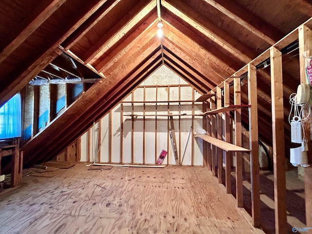 view of unfinished attic