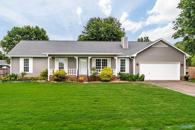 2009 SW Danbury Cir SW, Huntsville, AL 35803 - single story home with a porch, a garage, a chimney, driveway, and roof with shingles
