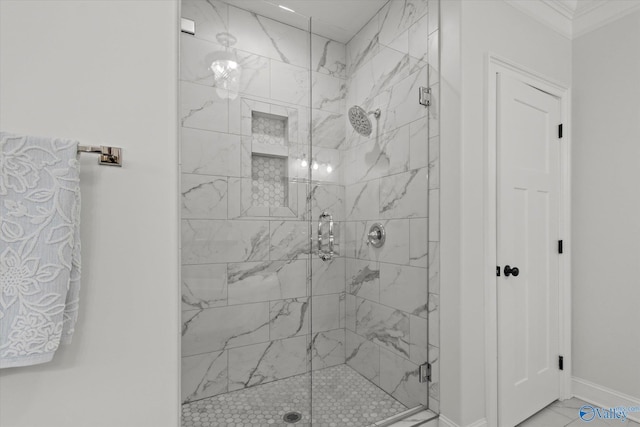 bathroom featuring an enclosed shower