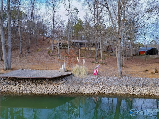 rear view of property with a water view