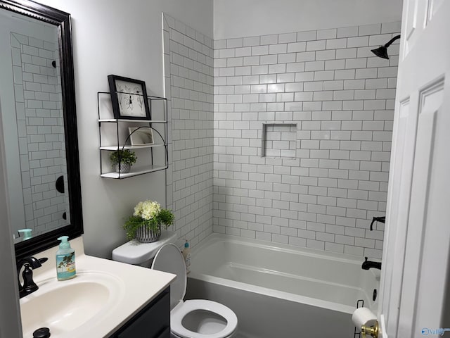 3648 Turnpike Rd, Albertville, AL 35950 - bathroom featuring toilet, vanity, and shower / washtub combination