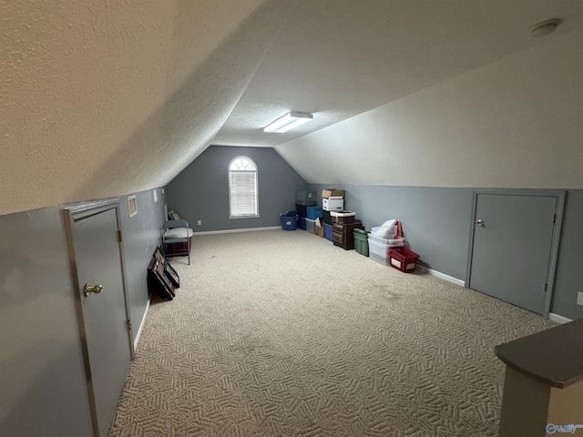 3648 Turnpike Rd, Albertville, AL 35950 - bonus room with vaulted ceiling, baseboards, carpet floors, and a textured ceiling