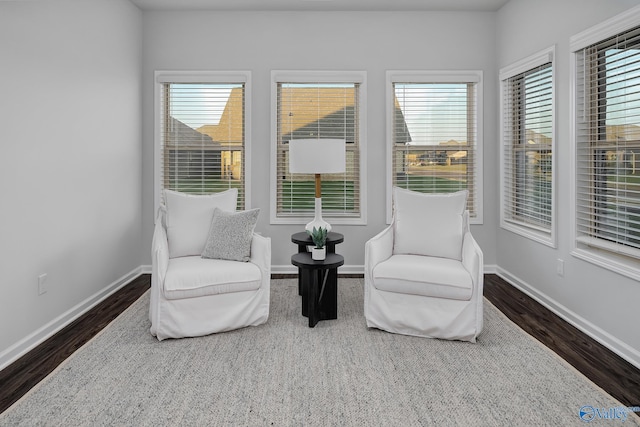 sitting room featuring dark hardwood / wood-style floors