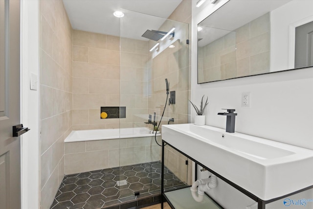 bathroom with plus walk in shower