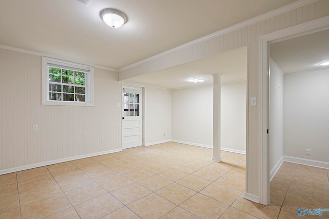 6824 Criner Rd SE, Huntsville, AL 35802 - below grade area with light tile patterned floors and crown molding