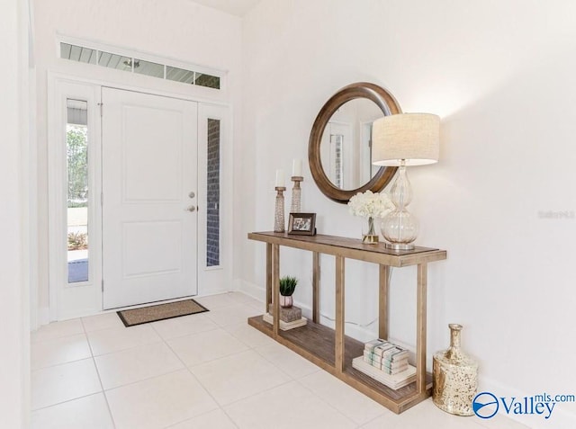 view of tiled foyer entrance