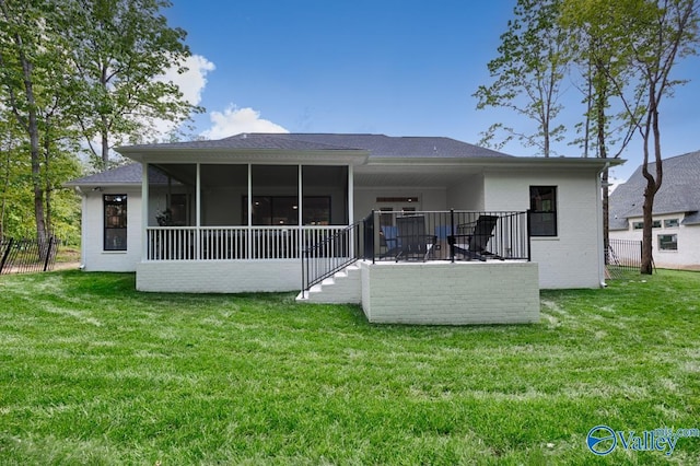 60 Trail Loop Rd, Huntsville, AL 35803 - rear view of house with a sunroom and brick siding