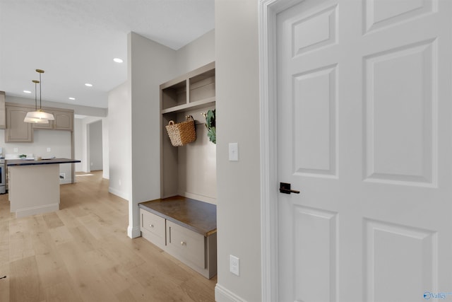 mudroom featuring light hardwood / wood-style flooring